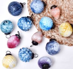 Set of 12 Glass Retro Christmas Balls Ornamets For Tree Decoration